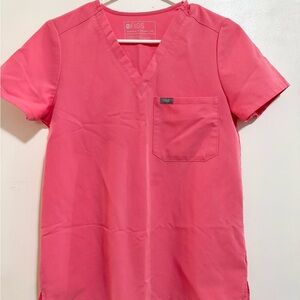 Figs Women's Neon Pink Catarina One-Pocket Scrub Top in Pink